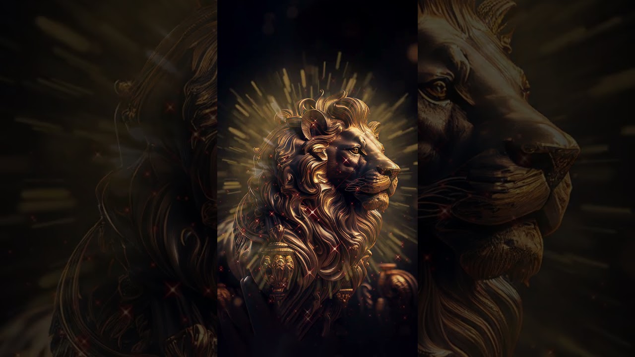 Fantastic Golden Lion Statue