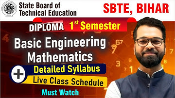 Basic Engineering Mathematics |SBTE Diploma 1st Semester | Detailed Syllabus | Live Class #sbte_exam