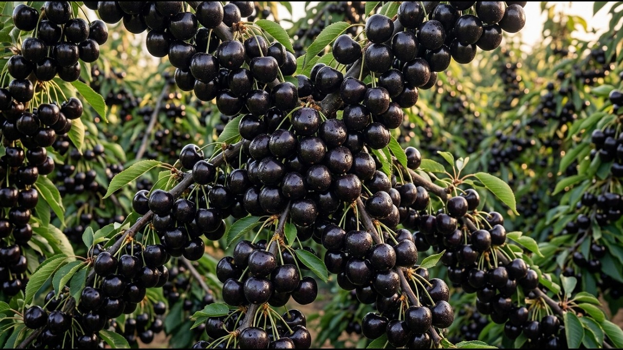 Growing Process of Giant Black Cherries | From Planting to Harvest of Massive Black Cherry Trees