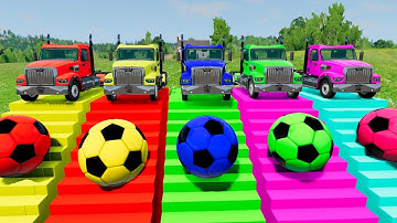 Trucks vs Stairs Colors with Portal Trap - Trucks vs Deep Water - BeamNG Drive