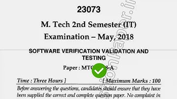 2018 Mdu MTech IT 2nd Sem Software Verification Validation & Testing Question Paper