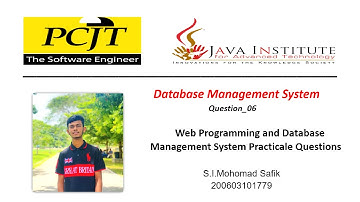 Question Set 06 / Database Management System / Java Institute