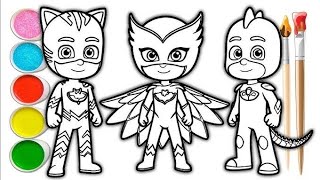 PJ Masks Coloring Pages for Kids | How to Color Catboy, Gekko and Owlette