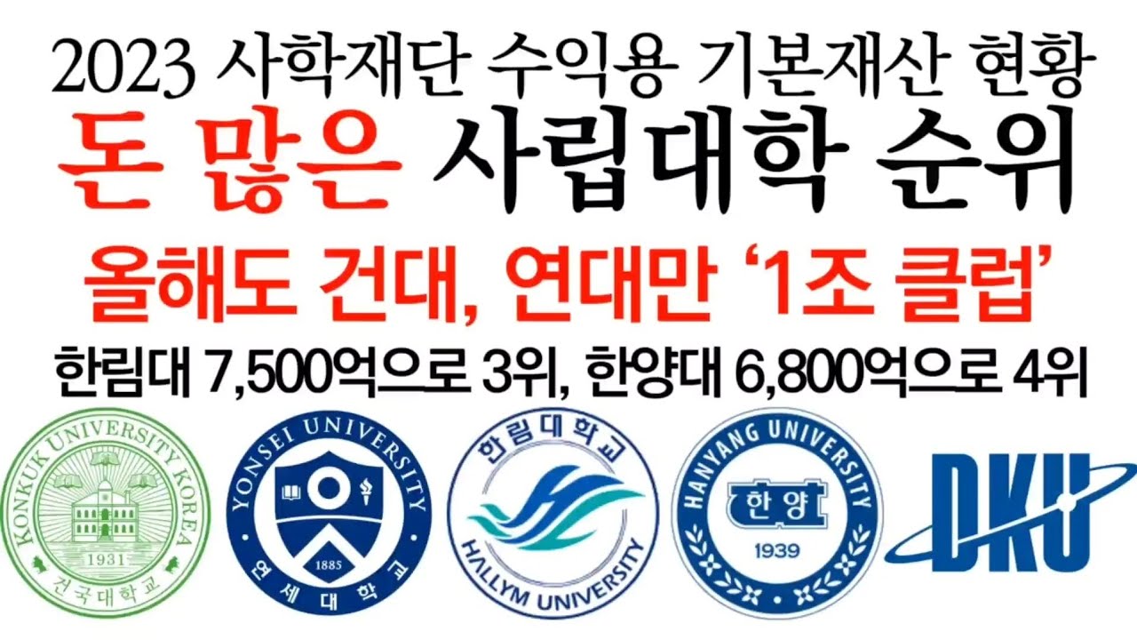 2023년 재단에 돈 많은 사립대학 순위에 대해 알아보자!