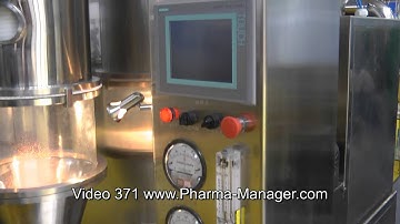 Granulator in Pseudo-liquefied layer, granules formation process. Video 371 www.Pharma-Manager.com