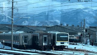 2021年に廃車回送された209系にあまり変化は見られず、珍客185系が休む 2022年1月31日の長野総合車両センター