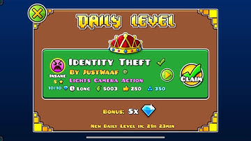 Identity Theft By JustWaaf- Geometry Dash (Daily Level, 8 Stars)