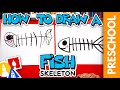 How To Draw A Spooky Fish Skeleton For Halloween - Preschool