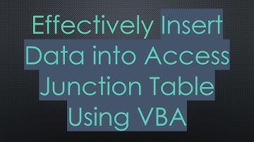 Effectively Insert Data into Access Junction Table Using VBA