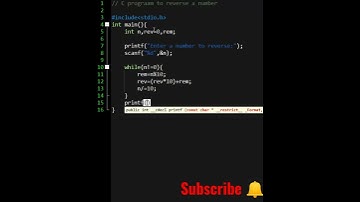 reverse a number  C programming #shorts #coding #cprogramming #hashcoder #short #ytshorts  #trending