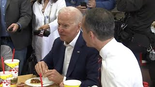 Joe Biden greets local residents at Pico-Union King Taco ABC7