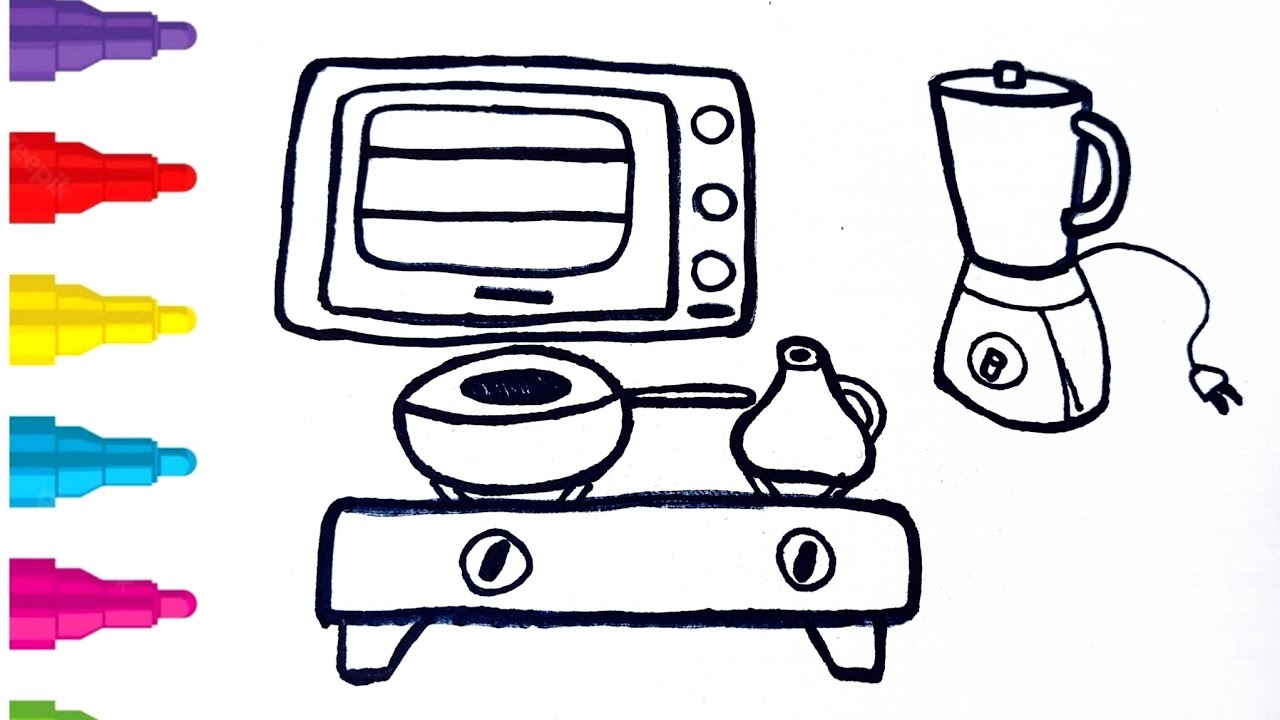kitchen set drawing for baby |kitchen set for kids |drawing and ...