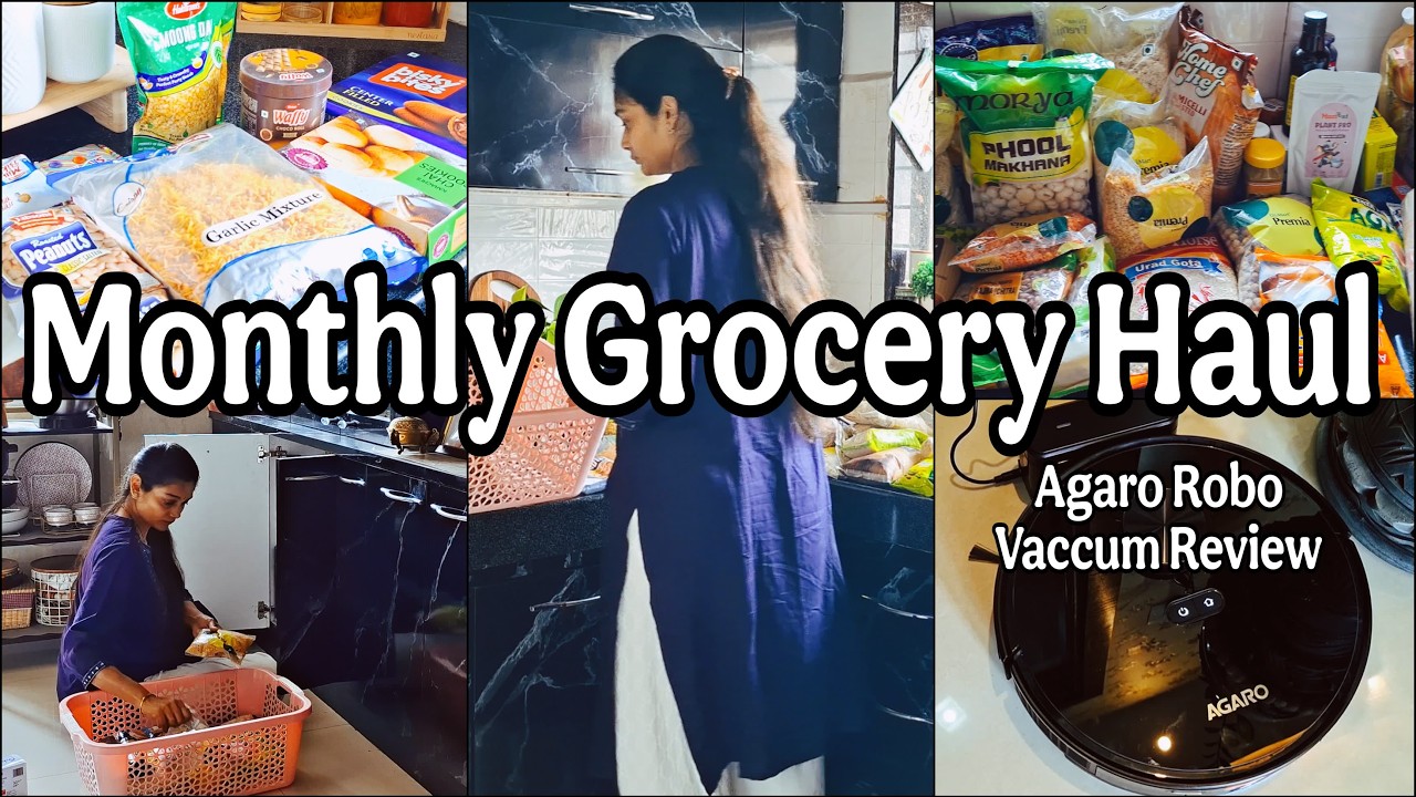నా Monthly Grocery Haul 🛍️| Restocking | Agaro Robo Vaccum Review | No Mood to work 🤷‍♀️