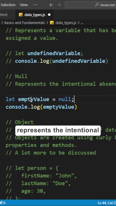 Null Data Type In Javascript - YouTube