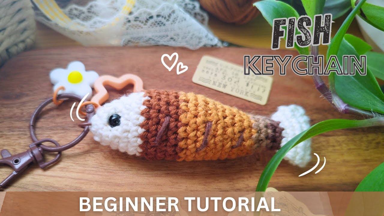 🧶Beginner’s Dream Crochet Project! 🧵 Adorable Tiny Fish Keychain Tutorial