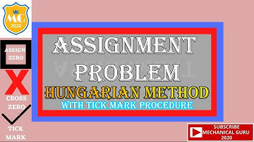 ASSIGNMENT PROBLEM|HUNGARIAN METHOD|TICK MARK PROCEDURE|LPP|OR