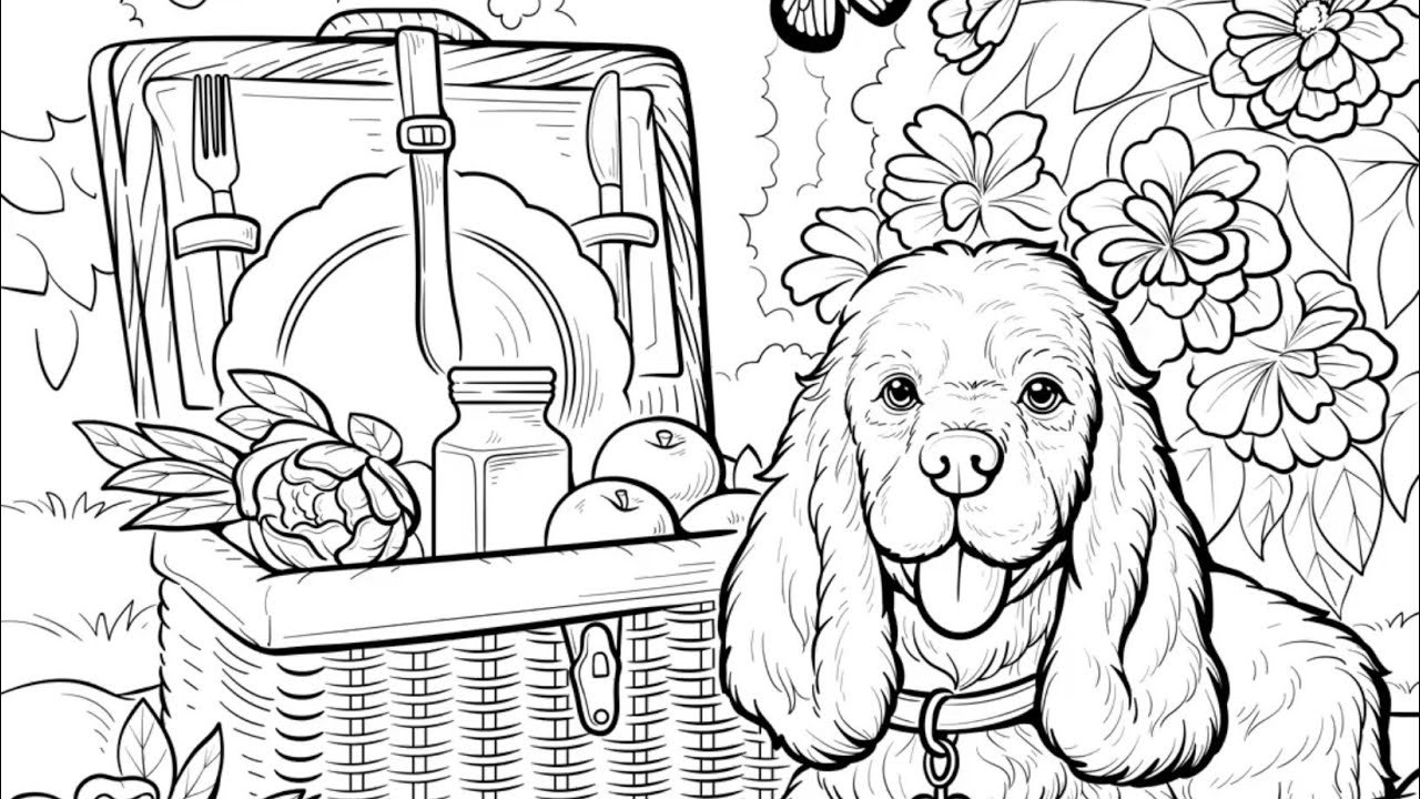 A Sunny Picnic Adventure with a Sweet Puppy 🐶🧺🌸 Zen Color app Paint by Number 