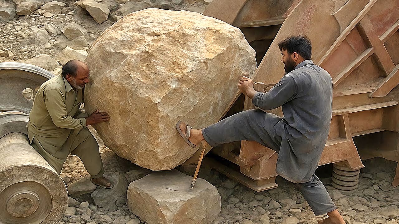 Кровь, пот и камни: как рабочие камнедробилки проталкивают всё!!! 