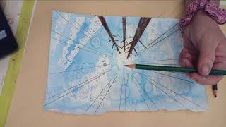 one point perspective trees