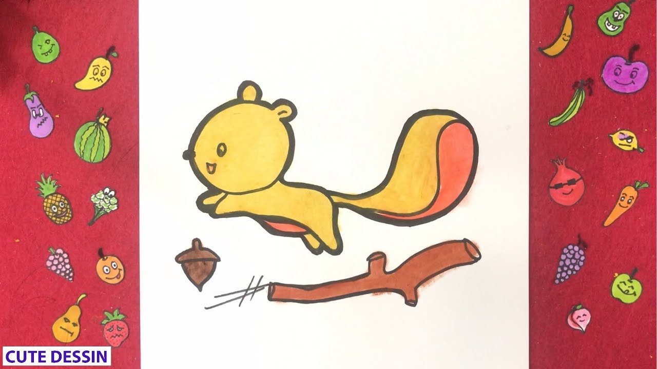 Comment dessiner et colorier un écureuil mignon FACILEMENT étape par