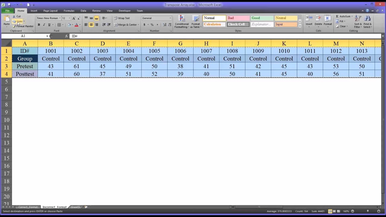 Transposing arrays in excel youtube