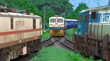 THREE TRAIN CROSSING IN SAME TRACK | BUMPY RAILROAD | Train Simulator | Railwork | NTG GAMING