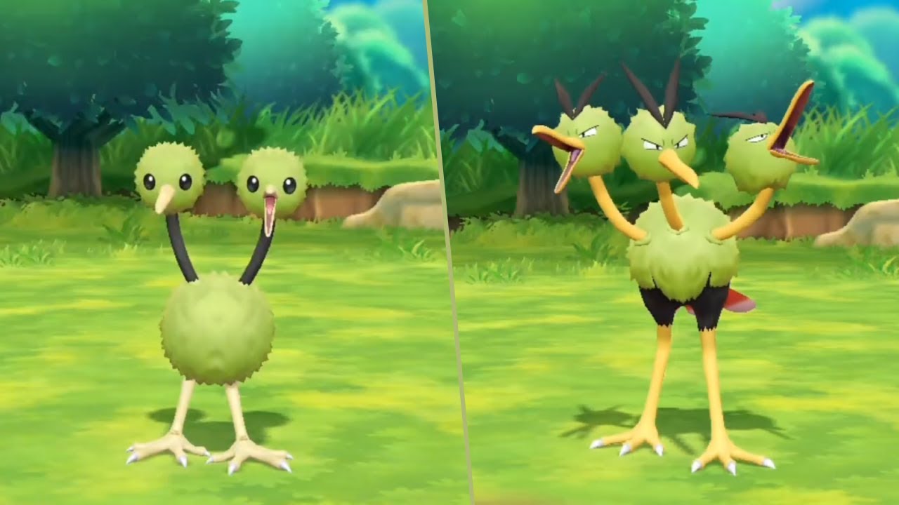 Shiny Doduo in Pokémon Let's Go Eevee After a Catch Combo of 238 + Random Shiny Dodrio