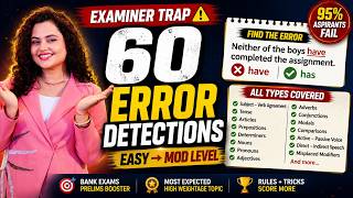 60 Error Detection Questions for SBI PO &amp; IBPS PO 2026 | English Grammar | Prelims Booster