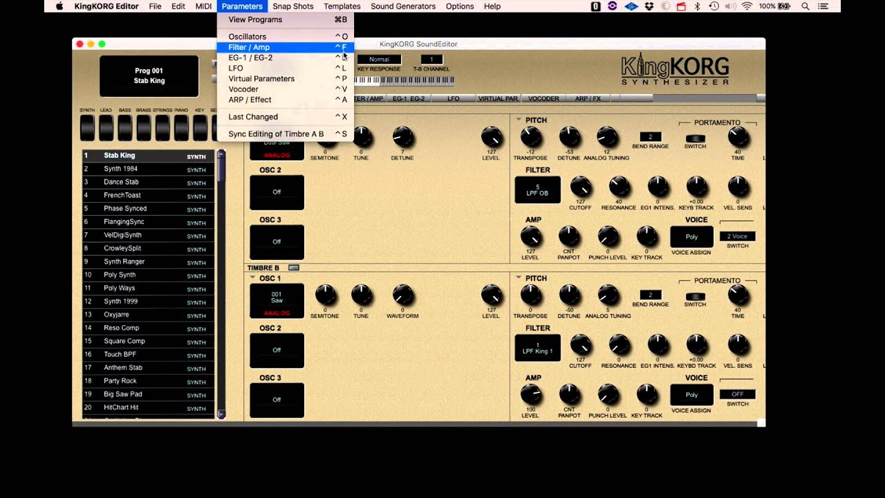 Soundtower's Sound Editor for KingKORG - Menus