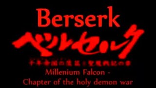 Berserk Millennium Falcon Arc: Chapter of the Holy Demon War Intro
The Berserk Millennium Falcon Arc: Chapter of the Holy Demon War (Berserk: Millennium Falcon Hen Seima Senki no Shō) opening, ripped from the game, converted from SFD to MPG, and uploaded to YouTube as-is. Definitely a better aesthetic fit compared to the 1997 OP.
SFD2MPG: https://godsibb.net/index.php?resources/sfd2mpg.13/
The lyrics are (supposedly) as follows:
1:
Prosit! *4
Arasi dassite kurai tekka miyaru toki
When a canary sees the dark war, flying from the storm;
akarumi ya arasotta Kanariya.
The canaries fighting for the light
Bara no ha desika kowagatta si wa kasiki
Fear the death who is searching for a nest on a strange night.
Suana ka toi mokusaseta kiya rasiya.
So they hide in the leaves of the rose and grow silent.
Lossless imu wa dousite?
Lossless! Why do you hate being reasonable?
Gunsu to semu douri de.
Though its natural you still want to get back to the band
Lossless imu wa dousite?
Lossless! Why do you hate being reasonable?
Gun nuite wa tooi en dewa.
You must dash out from the band and start a long journey.
2:
Prosit! *4
Sitta se naki saki ma wa kisi tan naru toki
Scold! When the crying horse comes to sadness
u made iagaru sa,wa ya kasi ya?
Can I see the crow fly?
Sitta kura dassite kuwa huraba hura to kita
I escaped from the barn where once there was none.
kuwa ka momi ya maseta,wa ya husi ya
I staggered when I shook the hoe, If the mulberry and the paddy can be harvested, I will survive.
Lossless imu wa dousite?
Lossless! Why do you hate being reasonable?
Gunsu to semu douri de.
Though its natural you still want to get back to the band
Lossless imu wa dousite?
Lossless! Why do you hate being reasonable?
Gun nuite wa tooi en dewa.
You must dash out from the band and start a long journey.
Arasi dassite kurai tekka miyaru toki
(When a canary sees the dark war, flying from the storm;
akarumi ya arasotta Kanariya....
The canaries fighting for the light...)
Ika na sika ya,Gunsu to ii wa sika ya?
What kind of deer is it? Are you sure that it will become a band?
Issita sika ya,Raimei ni wa sikaya.
There are no more deer. Only the thunder knows.
(interlude)
3:
Prosit! *4
Arasi dassite kurai tekka miyaru toki
When a canary sees the dark war, flying from the storm;
akarumi ya arasotta Kanariya.
The canaries fighting for the light
Bara no ha desika kowagatta si wa kasiki
Fear the death who is searching for a nest on a strange night.
Suana ka toi mokusaseta kiya rasiya.
So they hide in the leaves of the rose and grow silent.
Lossless imu wa dousite?
Lossless! Why do you hate being reasonable?
Gunsu to semu douri de.
Though its natural you still want to get back to the band
Lossless imu wa dousite?
Lossless! Why do you hate being reasonable?
Gun nuite wa tooi en dewa.
You must dash out from the band and start a long journey.
Arasi dassite kurai tekka miyaru toki
(When a canary sees the dark war, flying from the storm;
akarumi ya arasotta Kanariya....
The canaries fighting for the light...)
Ika na sika ya,Gunsu to ii wa sika ya?
What kind of deer is it? Are you sure that it will become a band?
Issita sika ya,Raimei ni wa sikaya.
There are no more deer. Only the thunder knows.
Ika na sika ya,Gunsu to ii wa sika ya?
What kind of deer is it? Are you sure that it will become a band?
Issita sika ya,Raimei ni wa sikaya.
There are no more deer. Only the thunder knows. Berserk Millennium Falcon Arc: Chapter of the Holy Demon War Intro