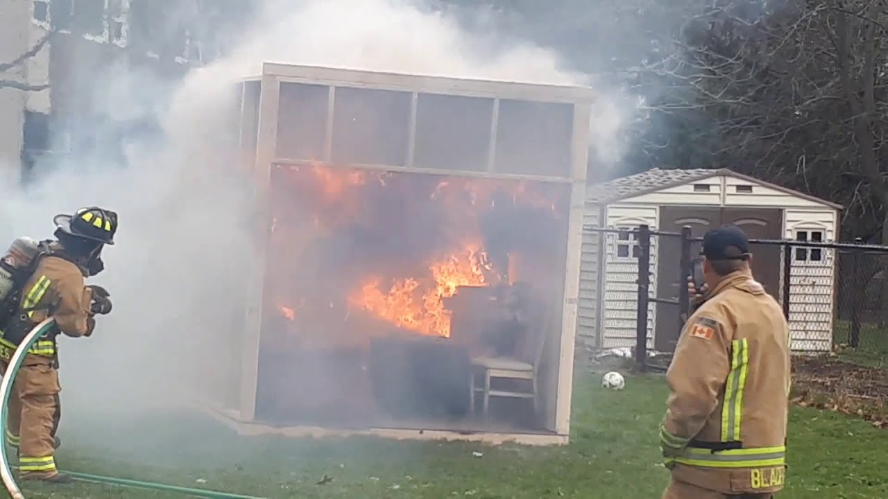 Firefighters showing the children how quick and easy a fire can spread in a house!