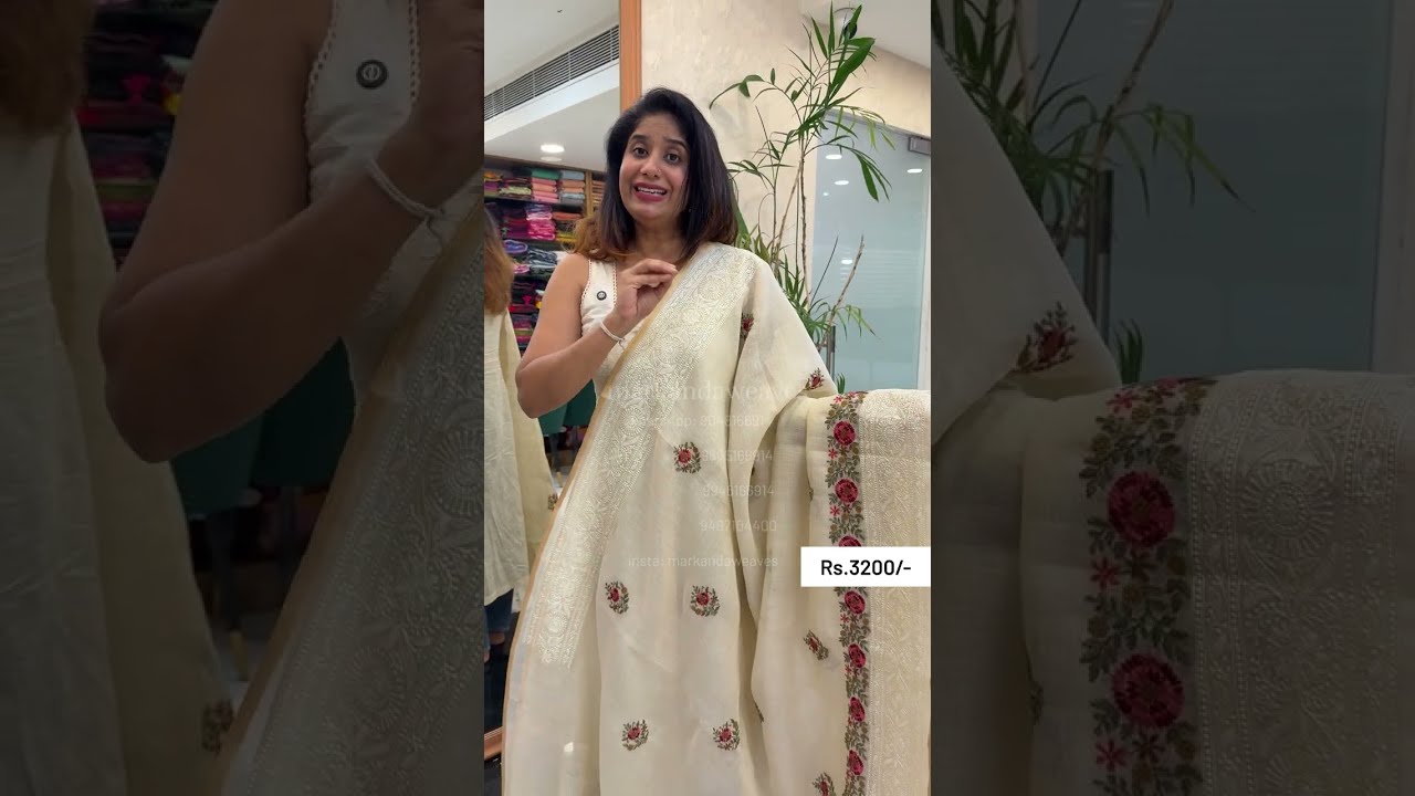 Embroidered Tissue Linen Sarees..