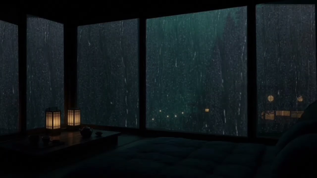 Fall Asleep Faster with Heavy Rain and Powerful Thunder Sounds on a Dark Room