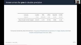 FPTalks 2022, S1.3 - Correctly Rounded Power Function in Double Precision by Tom Hubrecht