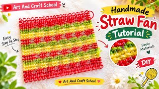 How to Make a Handmade Straw Fan | Easy DIY Straw Craft Tutorial | Art And Craft School