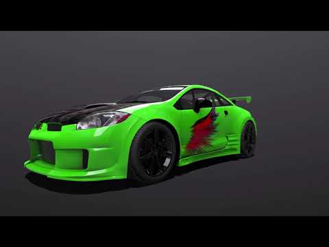 Mitsubishi Eclipse Tuning green hawk  PBR 3d model