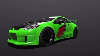Mitsubishi Eclipse Tuning green hawk  PBR 3d model