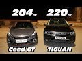 Tiguan 2.0 ( 220 л.с. ) vs KIA CEED GT 1.6 ( 204 л.с. ) ГОНКА