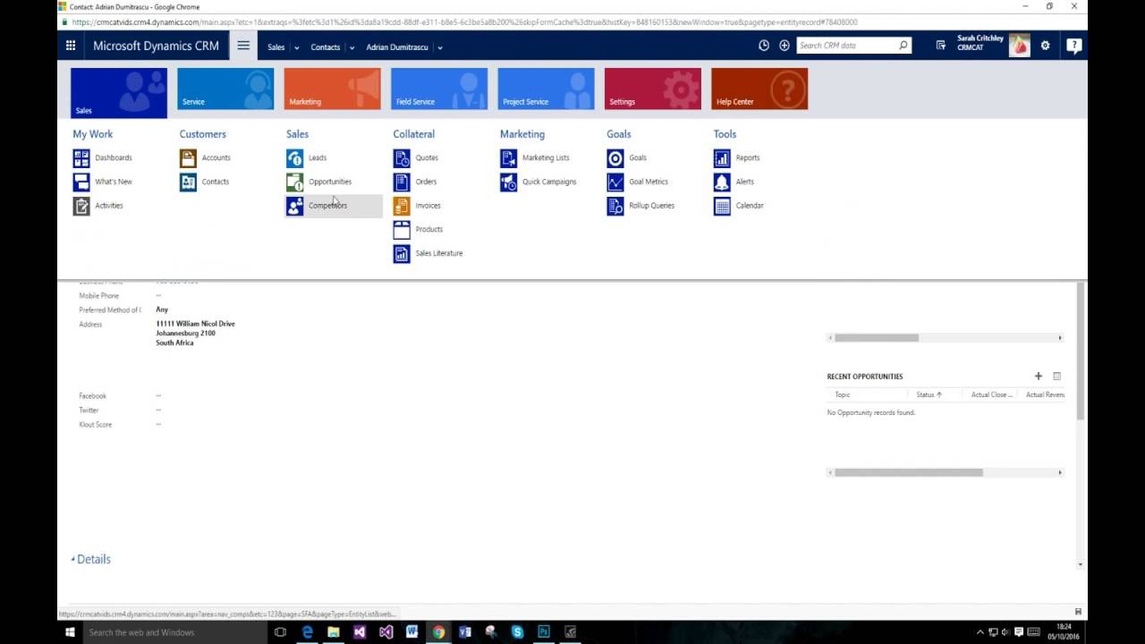 Sales 101 1 Accounts, Contacts and the Product Catalog in Microsoft