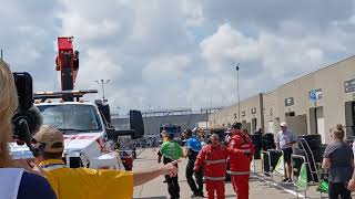 Rinus Veekay car in garage after wreck during Qualifying