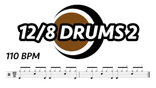 12/8 Drum Loop 2 (110 bpm) | Drum Groove | Drum Beat | Drum Track | Drums Only | Metronome 110 bpm
