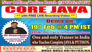 CORE JAVA Offline/Online Training @ DURGASOFT screenshot 4
