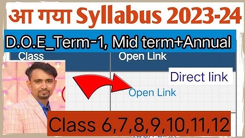 new syllabus kaise download Karen 2023-24 for class 6to12 / doe mid term & annual exam syllabus 2024
