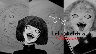 How to draw a girl vampire | sketch process of a vampire 