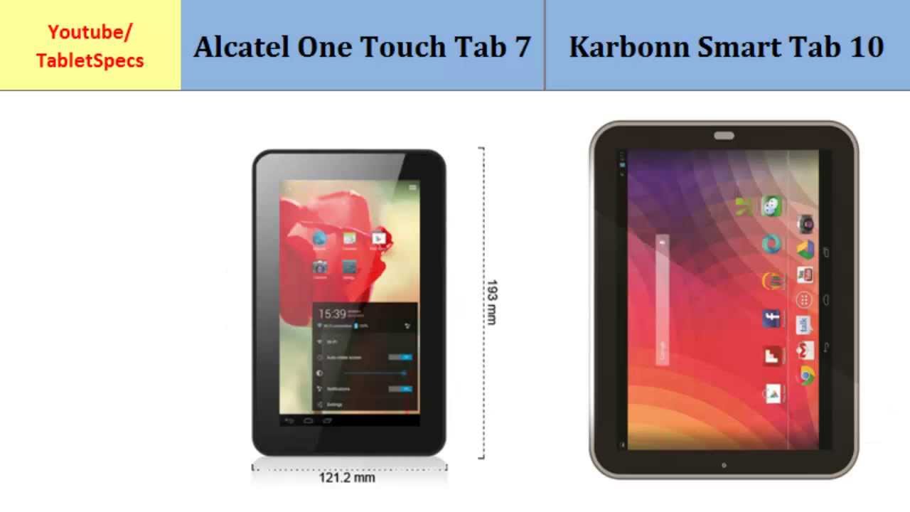 Alcatel One Touch Tab 7 or Karbonn Smart Tab 10, Details comparison