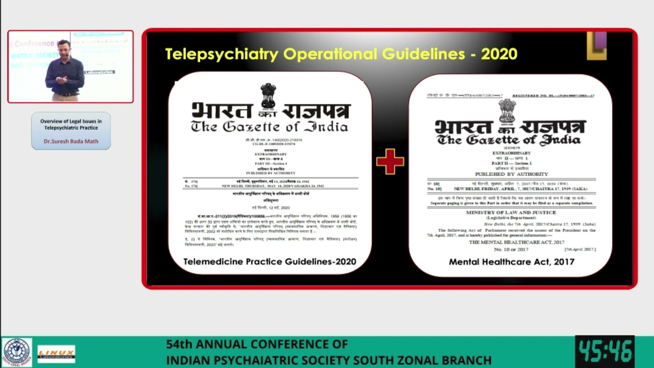 IPSOCON DAY1 - OVERVIEW OF LEGAL ISSUES IN TELEPSYCHIATRIC PRACTICE by Dr SURESH BADAMATH, 