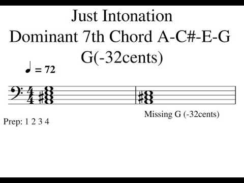 Dominant 7th A-C#-E-G Missing G (-32) Chord Just Intonation