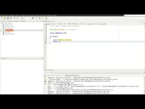 C++ code to display "Hello World" in Netbeans 8.1