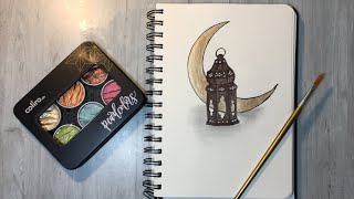 Easy draw | how to draw a Lantern and Crescent of Ramadan step by step for beginner | Ramdan drawing