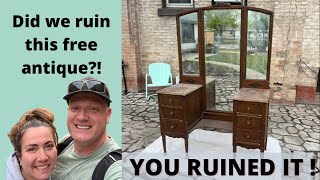 Free Antique Vanity With Mirror Makeover With Cottage Color Single Step Paint and Stencils